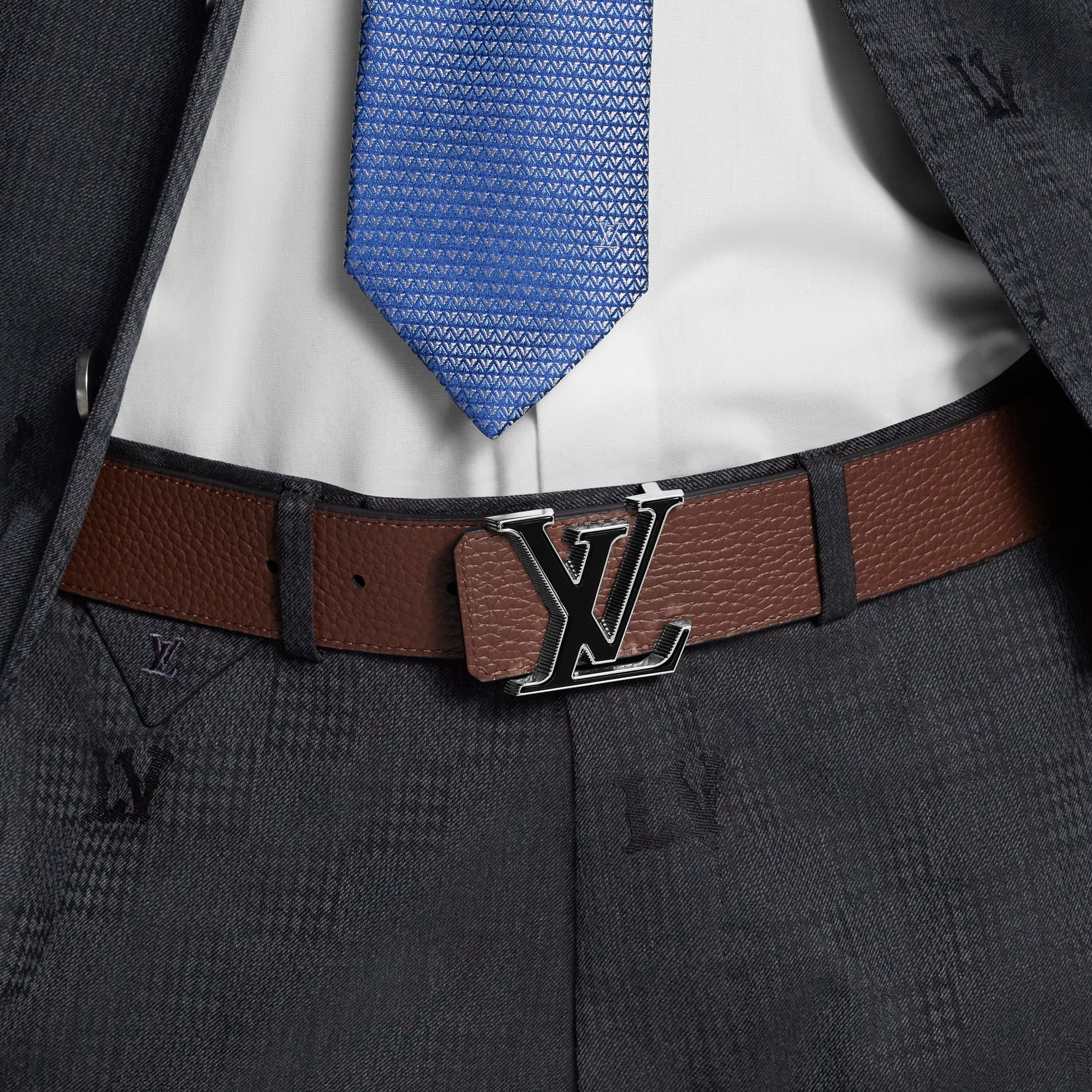 ルイヴィトン LOUIS VUITTON LVバックル N9040W バイカラー リバーシブル ズボン用ベルト ベルト トリヨンレザー ブルー LOUIS VUITTON - ルイヴィトン LOUIS VUITTON LVバックル N9040W バイ